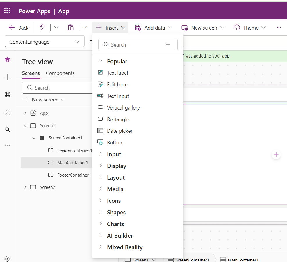 PowerApps Interface Walkthrough